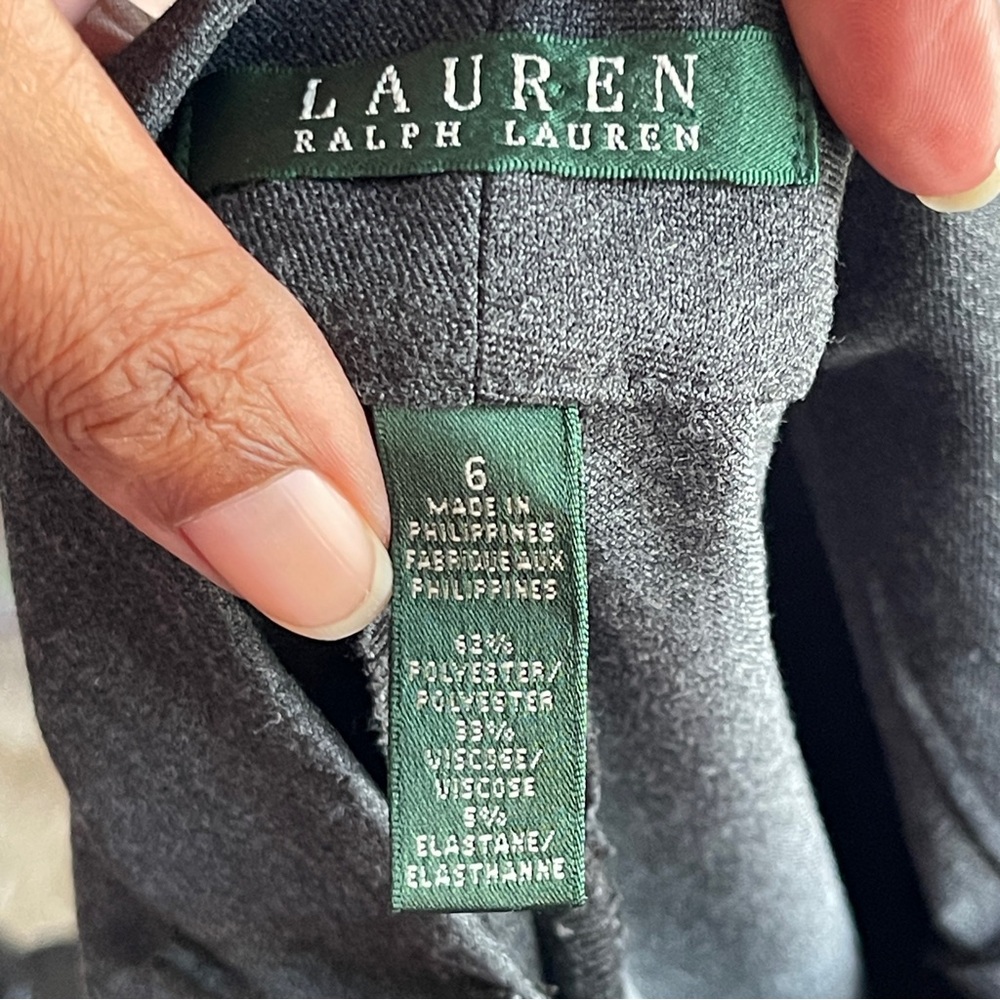 LAUREN RALPH LAUREN | Charcoal Gray Trouser Dress Pants Sz 6 - Picture 7 of 8